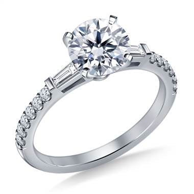 Tapered Baguette Engagement Ring with Accent Diamonds in Platinum (1/3 cttw.) at B2C Jewels