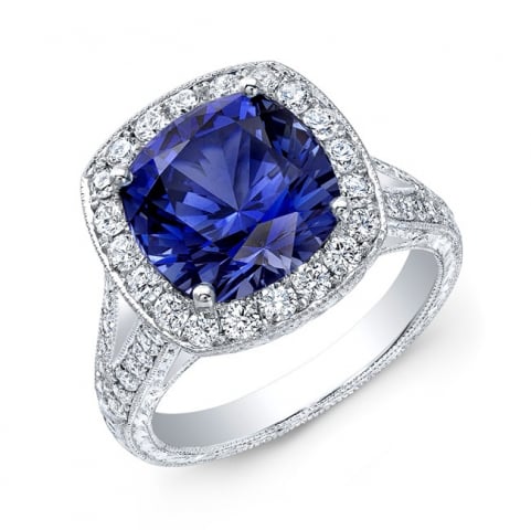 Sapphire and diamond halo ring - image shared by TheFutureMrsWhite