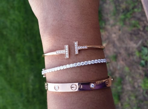 Rose Gold Tiffany T and Cartier Love Bracelets - image by pinkprashu