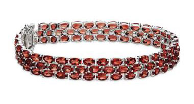 Trio Oval Garnet Bracelet in Sterling Silver (5x3mm)