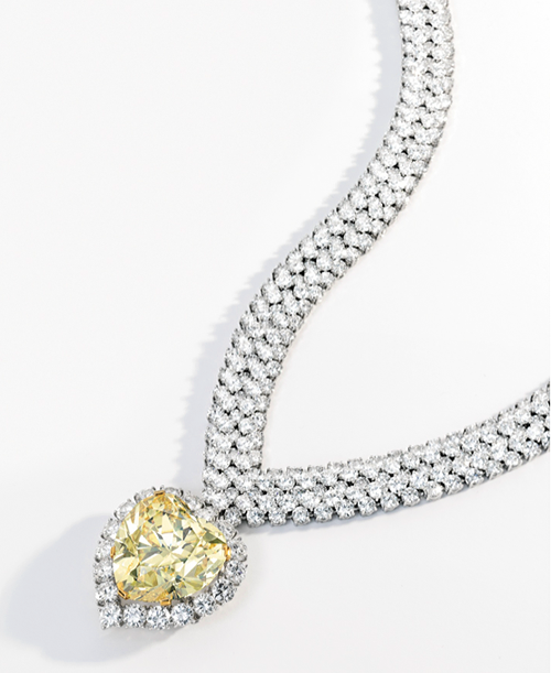 Fancy Intense Yellow Diamond and Diamond Pendant Necklace by Van Cleef & Arpels