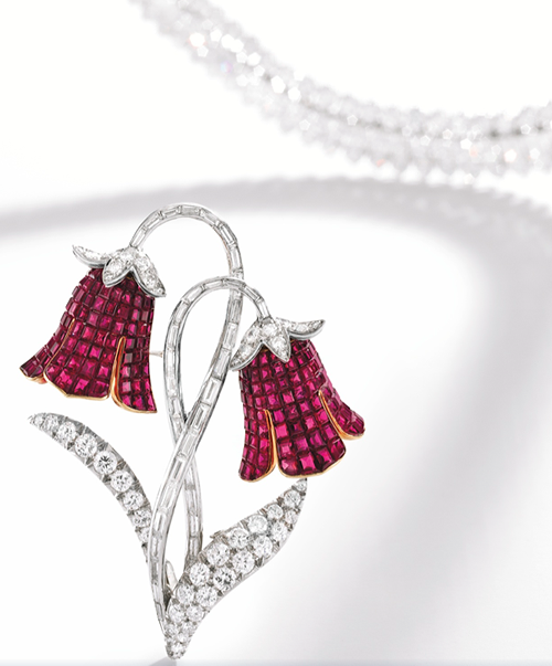 Mystery-Set Ruby and Diamond Brooch by Van Cleef & Arpels