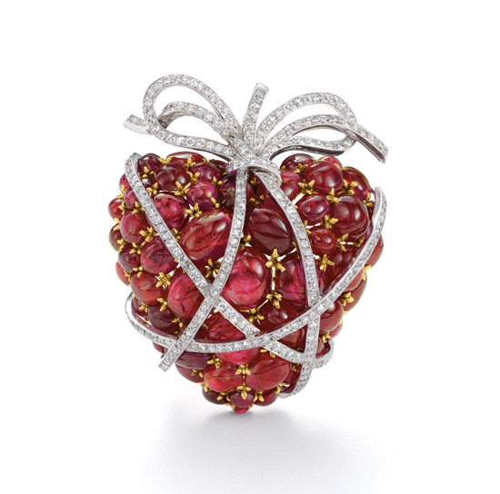 Verdura ruby wrapped heart brooch