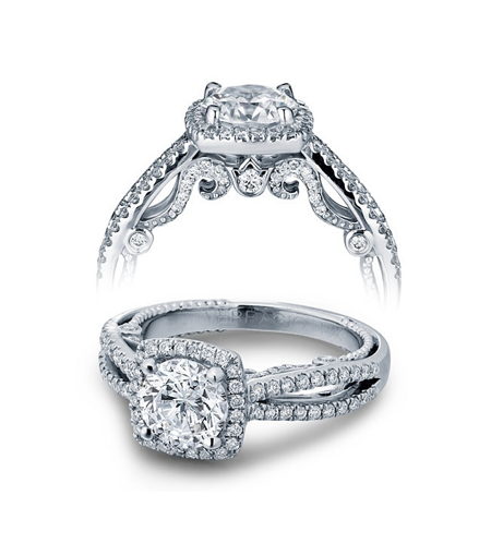 Verragio 'Insignia' pavé diamond engagement ring in 18k white gold