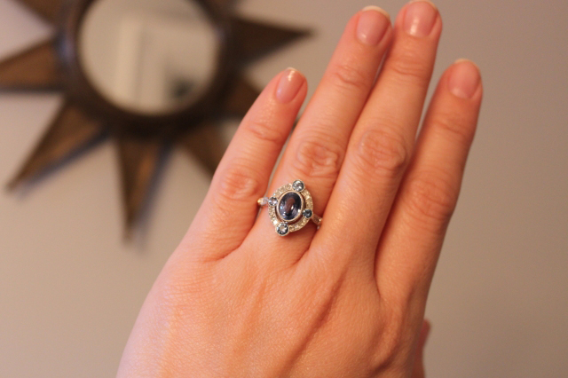 Antique Inspired Sapphire Halo Ring