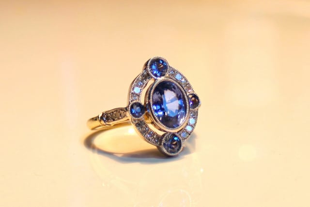 Antique Inspired Sapphire Halo Ring Antique Inspired Sapphire Halo Ring