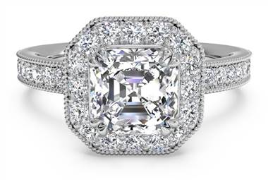 Vintage Halo Diamond Engagement Ring with Surprise Diamonds - in Platinum (0.40 CTW) at Ritani
