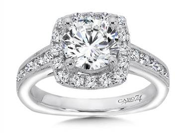 CR257W - Inspired Vintage Collection Halo Engagement Ring in 14K White Gold with Platinum Head (0.68ct. tw.)