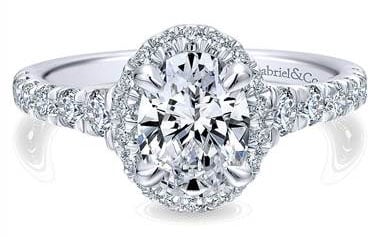 Gabriel & Co. 14k White Gold Diamond Halo Engagement Ring at Gabriel & Co.