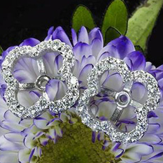 Whiteflash large clover diamond earring jackets in 18k white gold