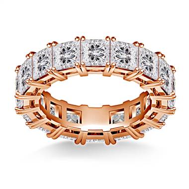 Prong Set Princess Cut Diamond Eternity Ring in 18K Rose Gold