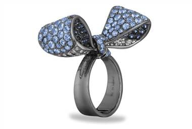 Bow Diamond and Blue Sapphire Ring