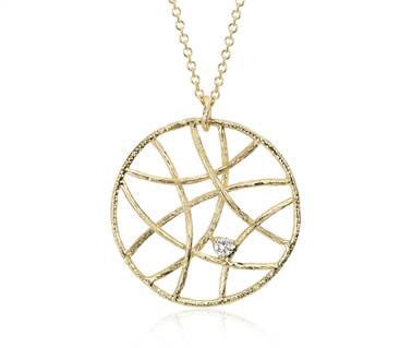 Woven Diamond Circle Pendant in 14k Yellow Gold at Blue Nile