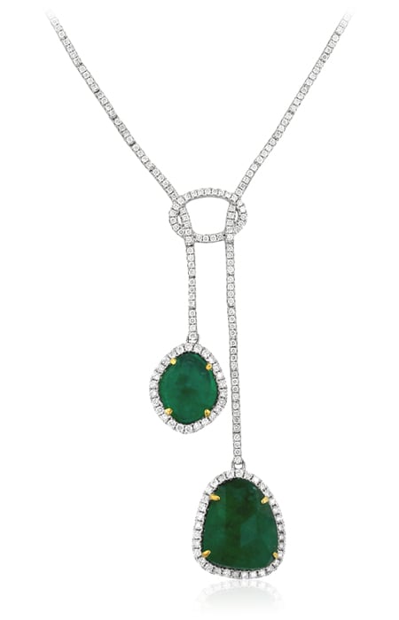 Yael Designs Serendipity Collection - Rose-cut emerald and diamond necklace