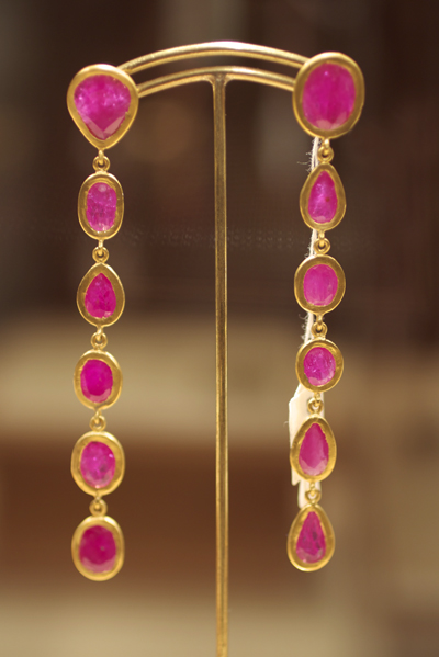 Yossi Harari Ruby Earrings in 24k Gold