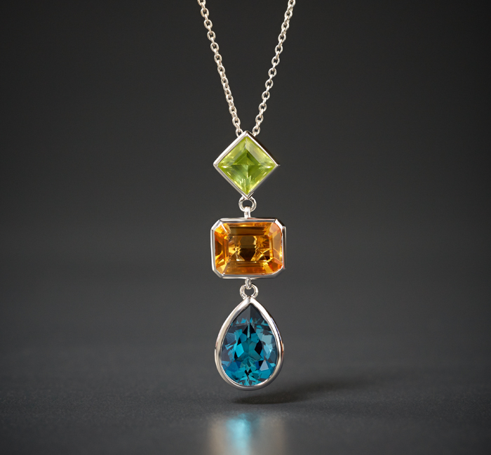 ZAC Zac Posen pendant with citrine, peridot and London blue topaz in 14k white gold at Blue Nile