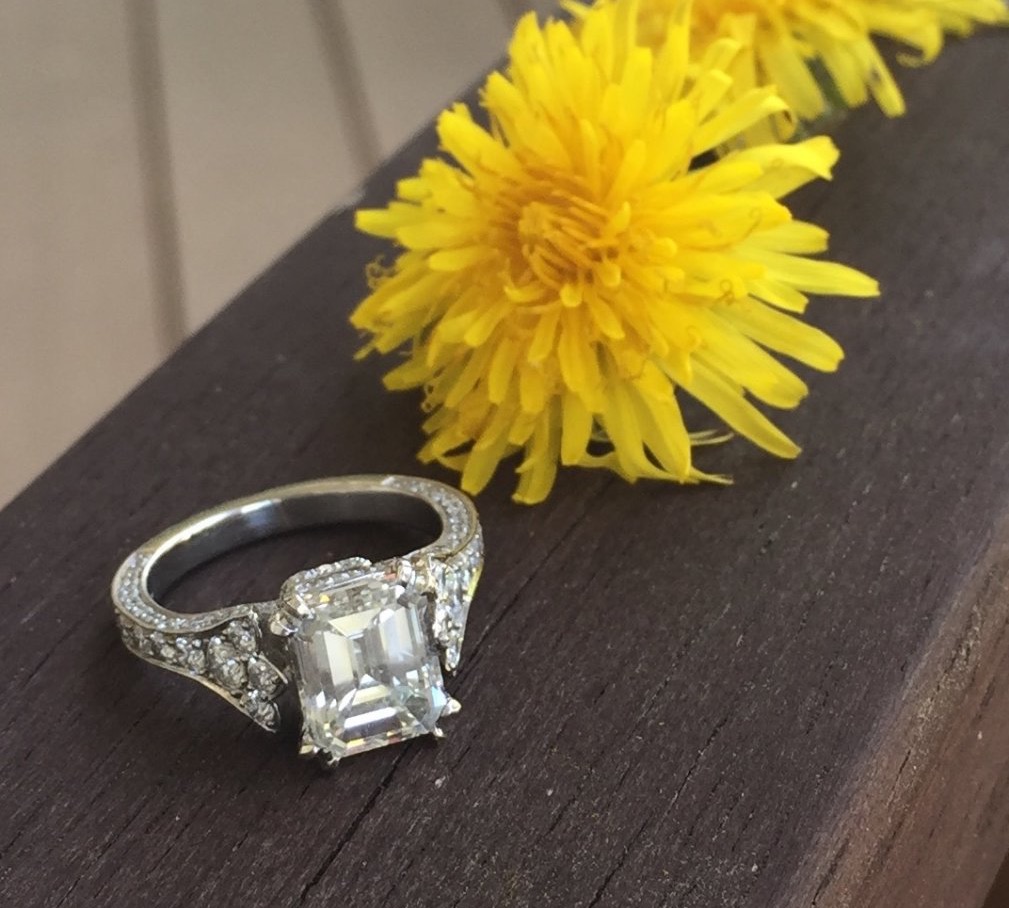 Almost-there's 2.5 emerald cut diamond vintage ring