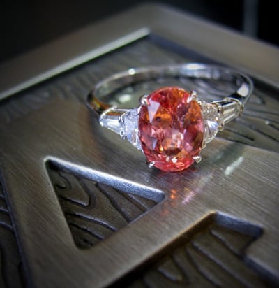 padparadscha sapphire diamond ring