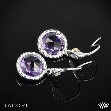 Lilac blossoms amethyst earrings in sterling silver with 18K yellow gold accents at Whiteflash 