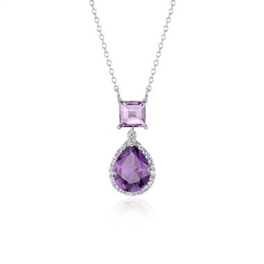 Lavender amethyst and amethyst teardrop pendant in sterling silver at Blue Nile  