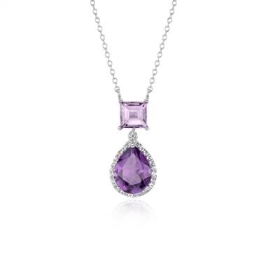 Lavender amethyst and amethyst teardrop pendant in sterling silver at Blue Nile 