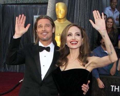 Brad Pitt and Angelina Jolie at the 2012 Oscars