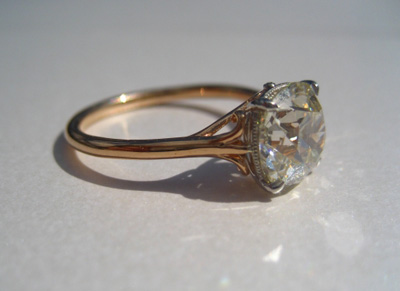 Cushion Cut Diamond Ring side shot