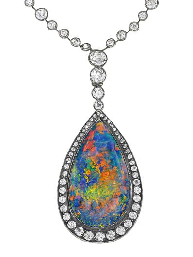 Antique Opal and Diamond Pendant Necklace from Christie's June 2011 Important Jewels Auction