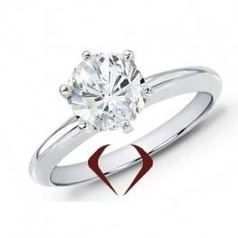 Round diamond solitaire ring set in 14K white gold at I. D. Jewelry 