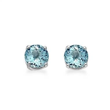 Aquamarine stud earrings set in 14K white gold at B2C Jewels Aquamarine stud earrings set in 14K white gold at B2C Jewels