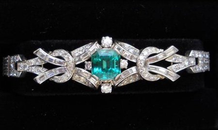 Art Deco Emerald Diamond Bracelet