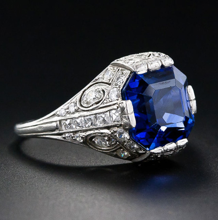 Art Deco Tiffany & Co. sapphire and diamond ring from Lang Antiques