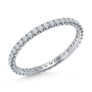 I’m in favor of the thin eternity band, but not sure my lifestyle will treat it well. Eternity diamond comfort fit band set in 14K white gold at B2C Jewels  