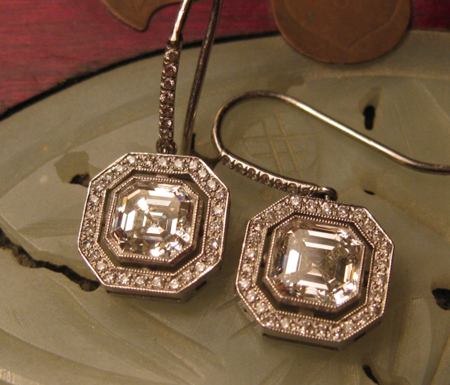 Asscher cut diamond earrings