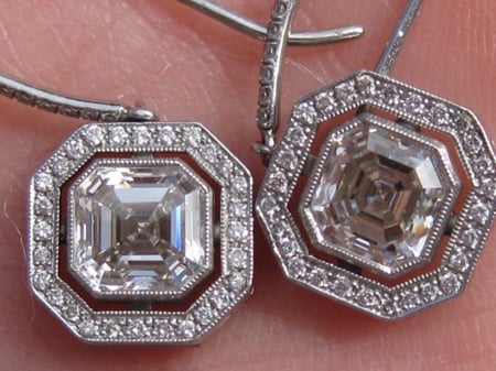 Asscher cut diamond earrings