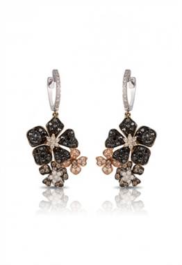 Confetti 14K tri color gold diamond flower earrings Confetti 14K tri color gold diamond flower earrings