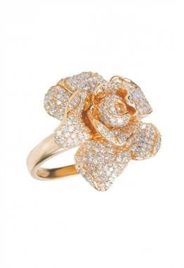 Jardin 14K rose gold diamond flower ring at EFFY