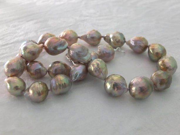 Baroque Metallic Freshwater Pearl Necklace by Catherine Cardellini