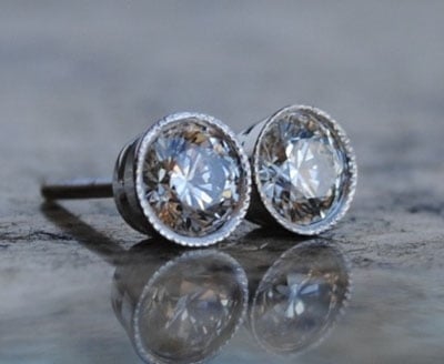 Bezel set Diamond Stud Earrings