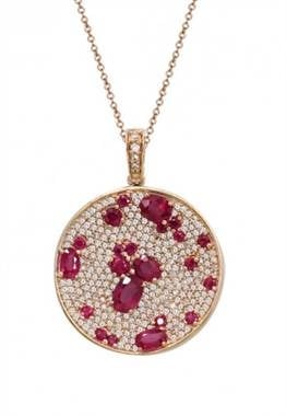 Gemma rose gold natural ruby and diamond pendant set in 14K rose gold at EFFY 