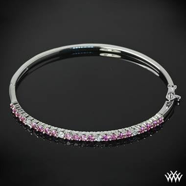 Diamond and pink sapphire bangle at Whiteflash
