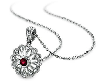 blue nile ruby and diamond filagree pendant