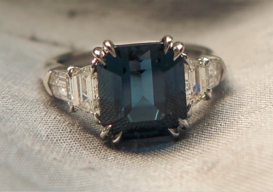 Blue spinel and diamond 5 stone ring shared by cokitty