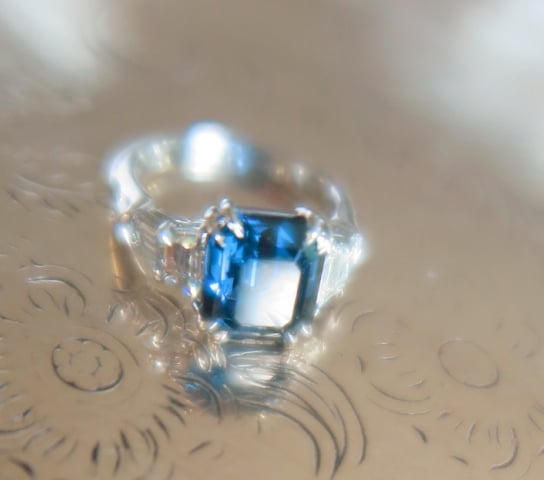 Blue spinel and diamond 5 stone ring shared by cokitty