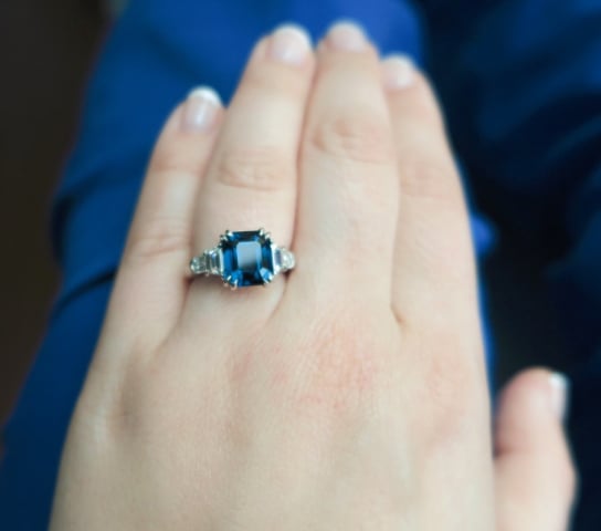 Blue spinel and diamond 5 stone ring shared by cokitty