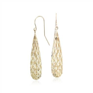 Shimmer teardrop earrings set in 14K yellow gold at Blue Nile  