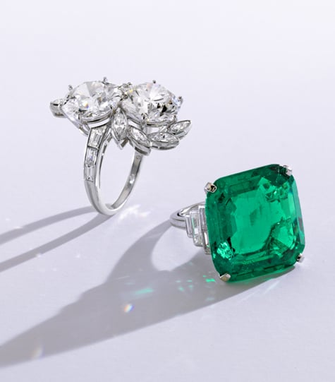 Brooke Astor diamond and emerald rings from Sotheby's 2012 auction