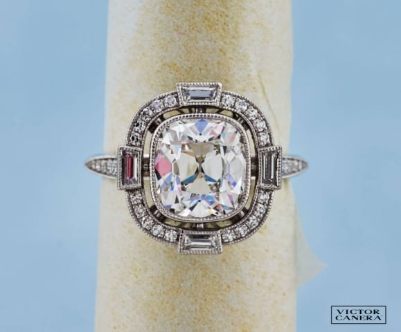 Victor Canera Antique Cushion Cut in French Cut Halo for CarbonFan Victor Canera Antique Cushion Cut in French Cut Halo for CarbonFan