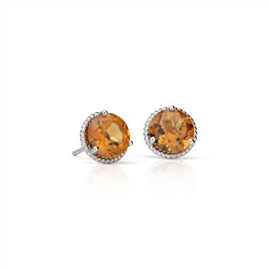 Citrine rope stud earrings set in sterling silver at Blue Nile