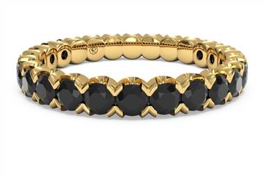 Classic Black Diamond Stackable Ring  - in 18kt Yellow Gold